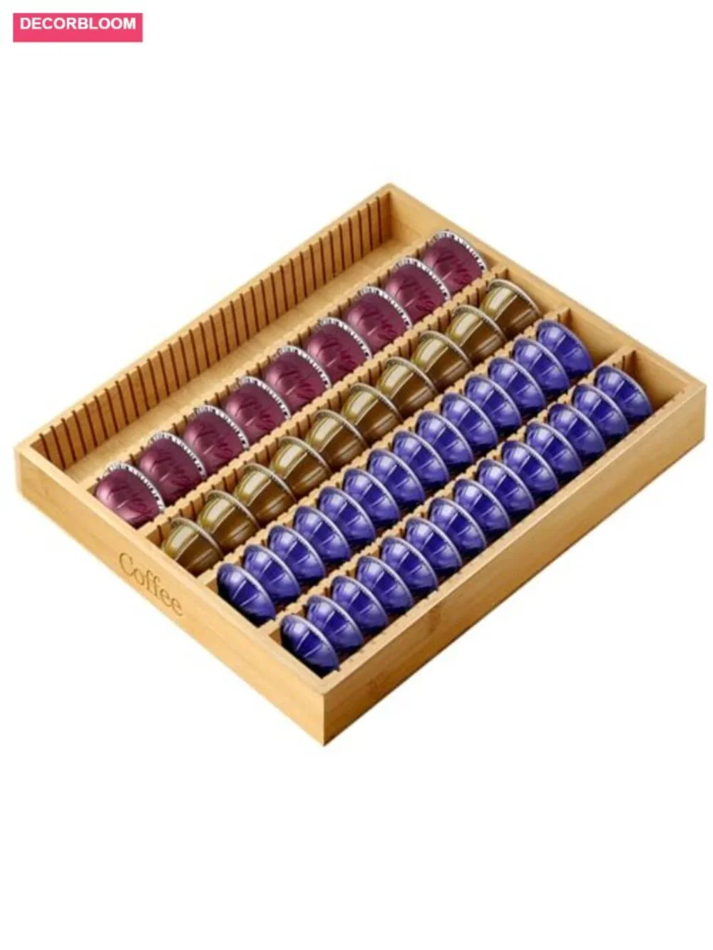 Bamboo Coffee Pod Storage Drawer Insert K Cup Holder Organizer for Nespresso